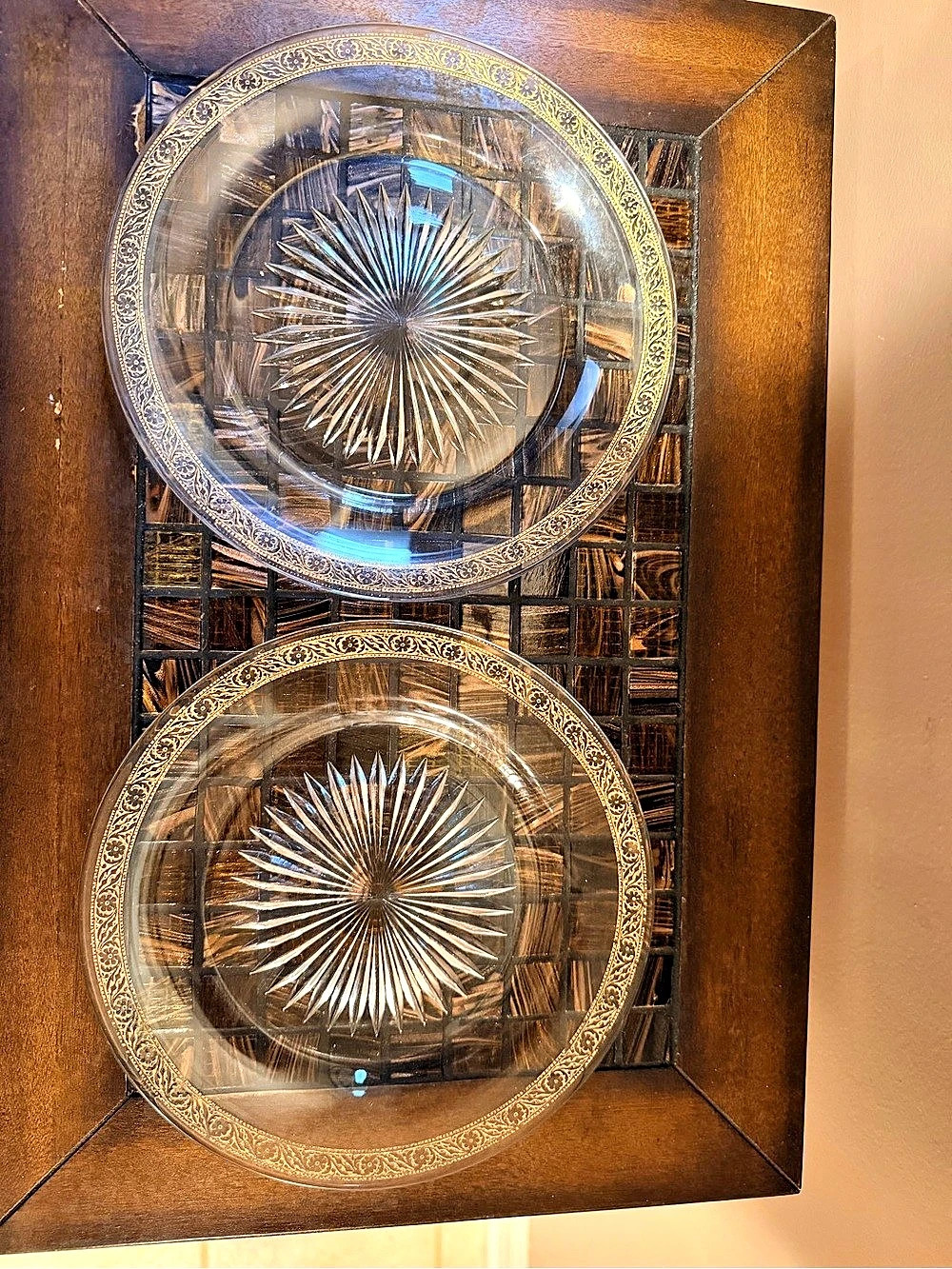 2 Tiffin Franciscan Valencia 22k gold-encrusted rim plates.